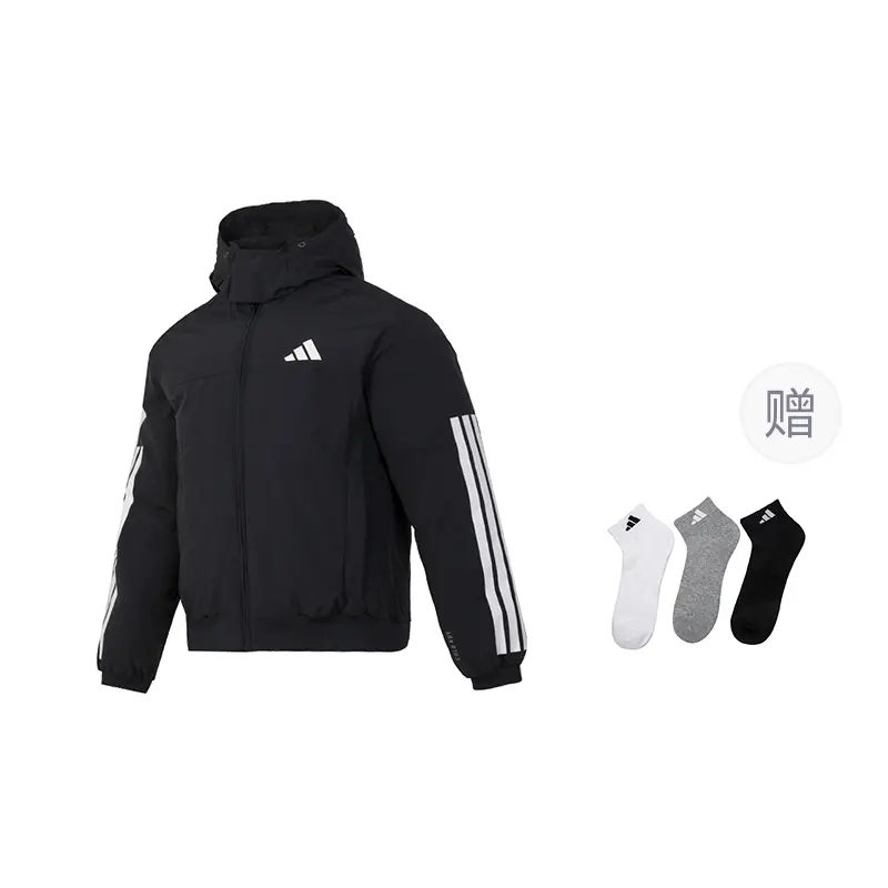 

Adidas Мужская пуховая куртка "3 полоски" сезона осень 2024, черная