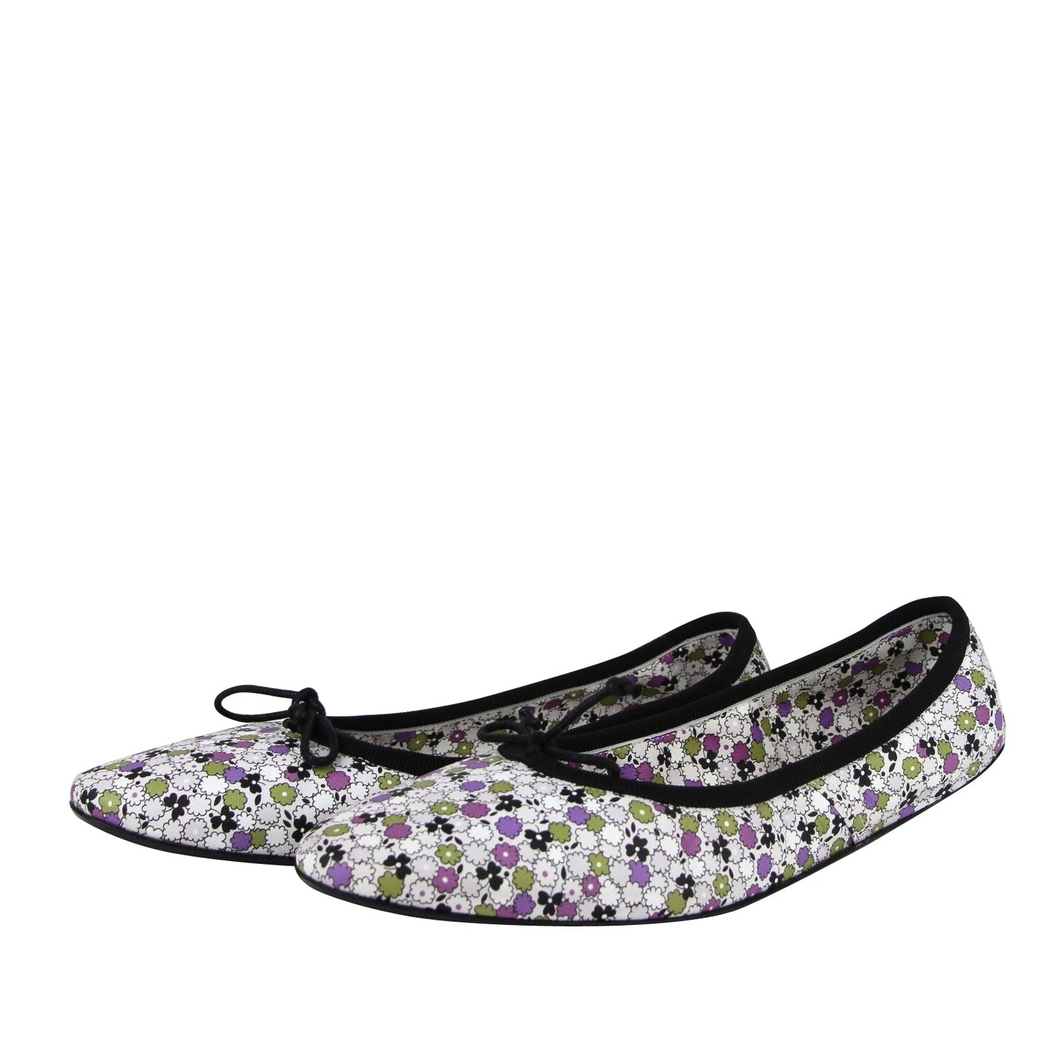 

Женские кожаные балетки с цветочным принтом Bottega Veneta / /, цвет Green / Purple / Black