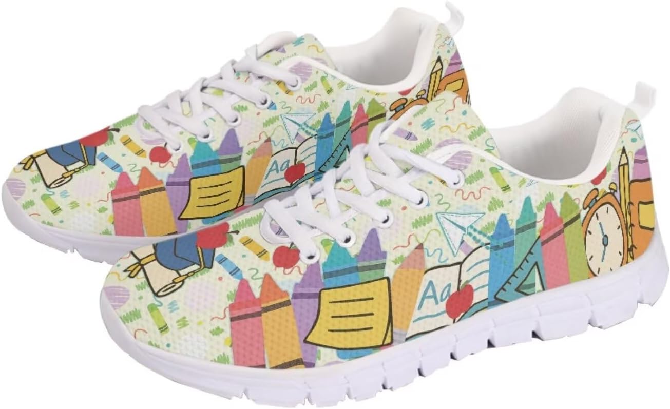 

Кроссовки GETELINSENG Унисекс для бега, легкая спортивная обувь с сеткой, шнуровкой, для тенниса и прогулок, Crayons Pens