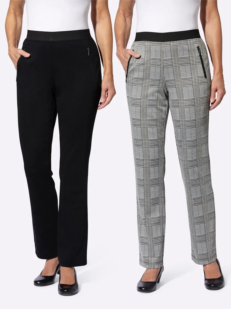 

Брюки без застежки Classic Basics, цвет Schwarz + Sesam-Schwarz-Kariert