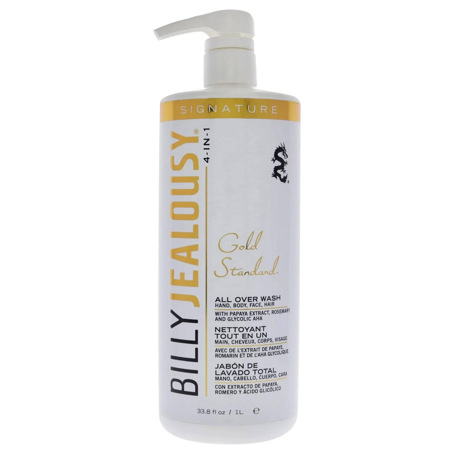 Гель для умывания Billy Jealousy Gold Standard 4-в-1: для рук, тела, лица и волос. Очищает, успокаивает и увлажняет. Содержит папайю, мяту, розмарин и огурец. 1000 мл (1 шт.)
