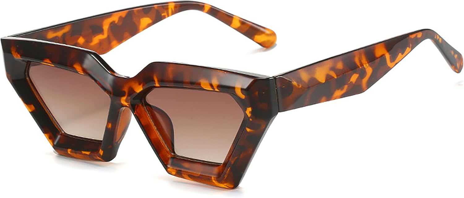 

Модные женские солнцезащитные очки в форме треугольника «кошачий глаз» с толстой оправой в стиле ретро, ​​с защитой от УФ-излучения UV400, изготовленные из пластика Generic, D