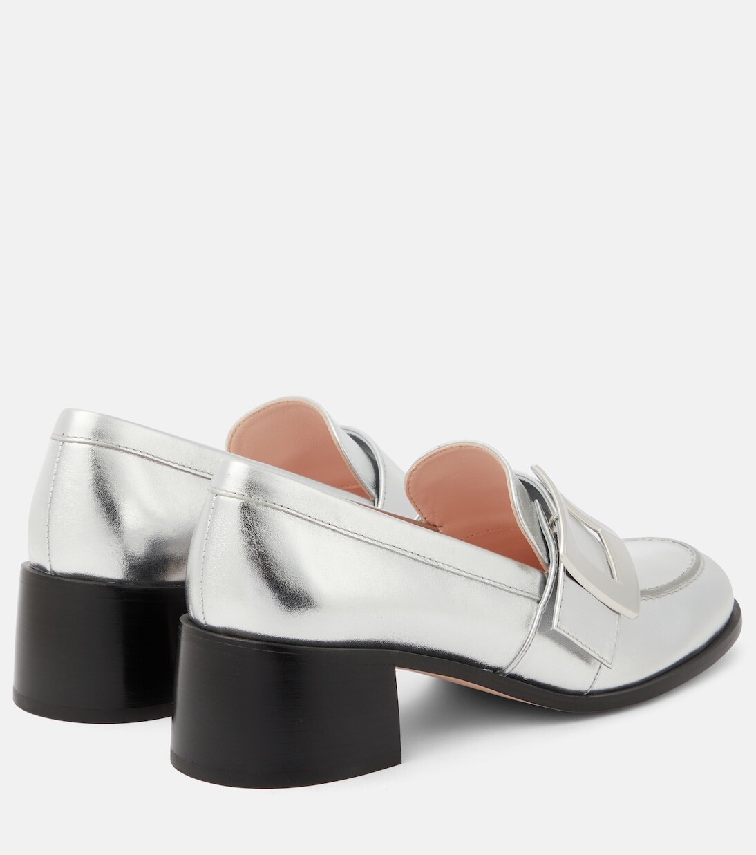 Лоферы viv' rangers из кожи с металлизированной отделкой Roger Vivier, серебро — фото 3