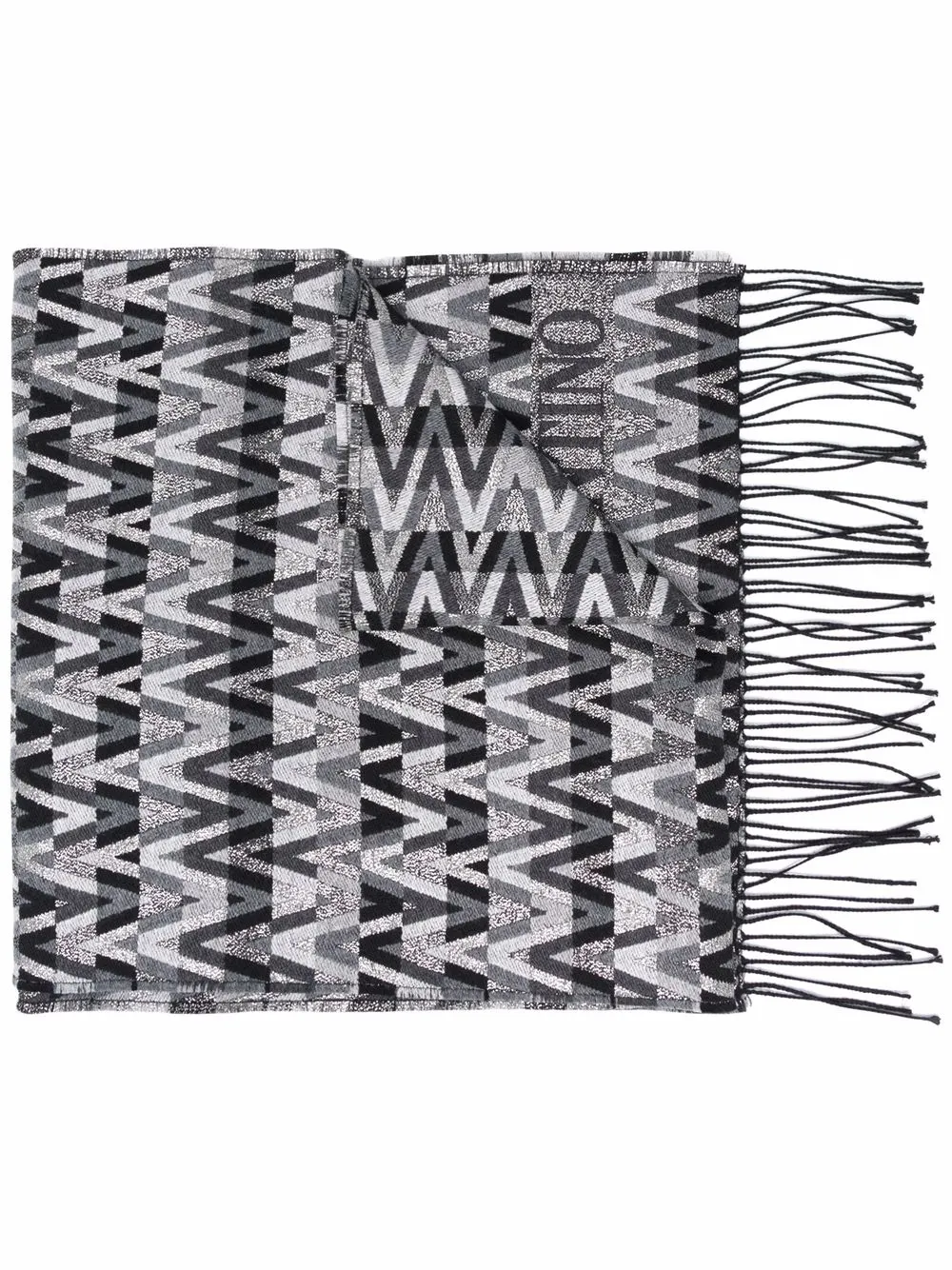 

Шарф с бахромой и логотипом Optical V Valentino Garavani, серый