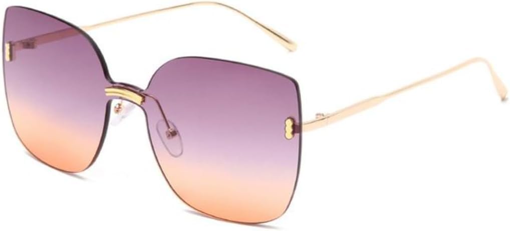 

Женские солнцезащитные очки «кошачий глаз» без оправы, большие солнцезащитные очки класса люкс, модные мужские очки в смелом стиле, без оправы TKKTLLT, C5 Purple Orange