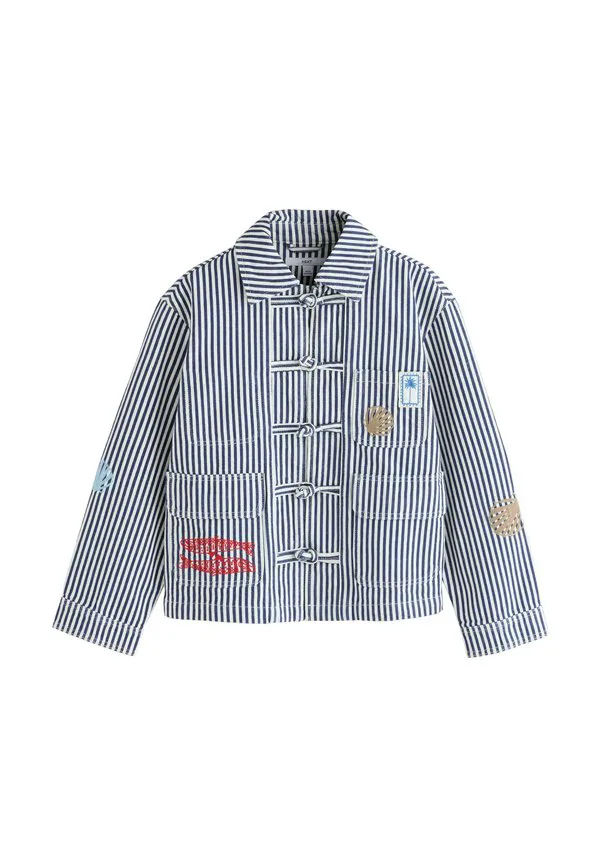 Летняя куртка в полоску с вышивкой, стандартного кроя. Next, Blue And White Stripe