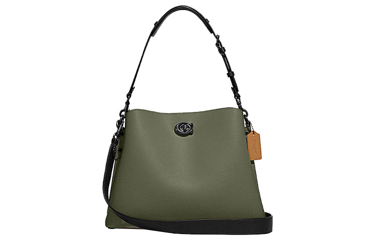 

Сумка-ведро Willow Pebble Texture Cow Leather, женская наплечная сумка Green COACH, Set (Bag+Dust Bag)