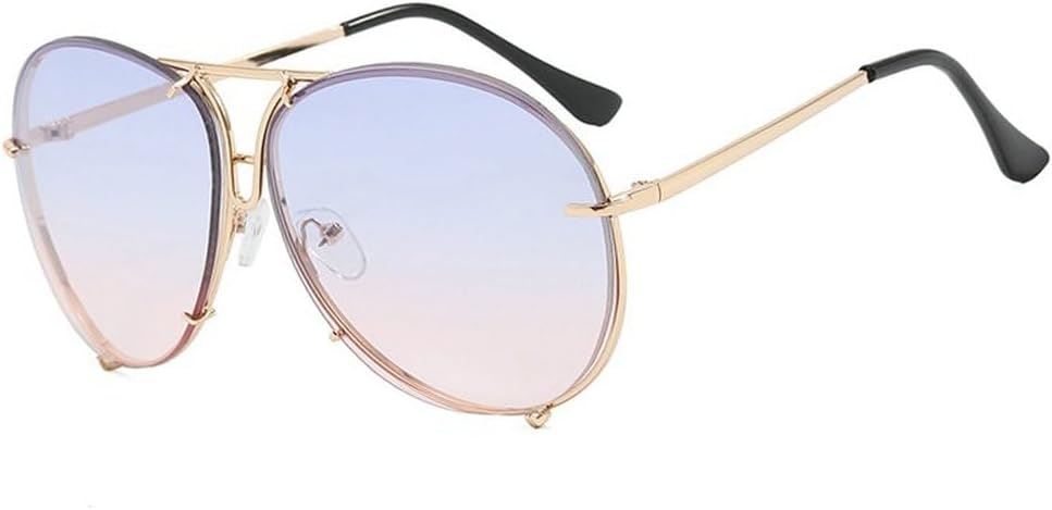 

Ретро женские солнцезащитные очки большого размера с круглым оправой, мужские модные солнцезащитные очки в металлической оправе с защитой от УФ-излучения UV400 TKKTLLT, Gold Blue Tea