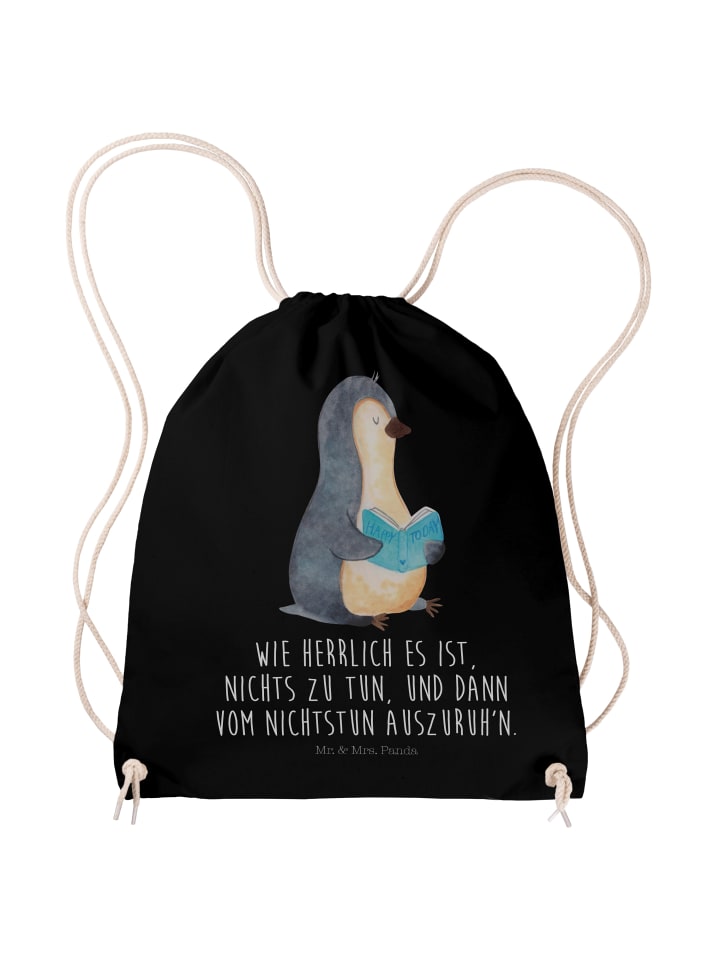 

Mr. & Mrs. Panda Черная сумка-шоппер с изображением пингвина и надписью