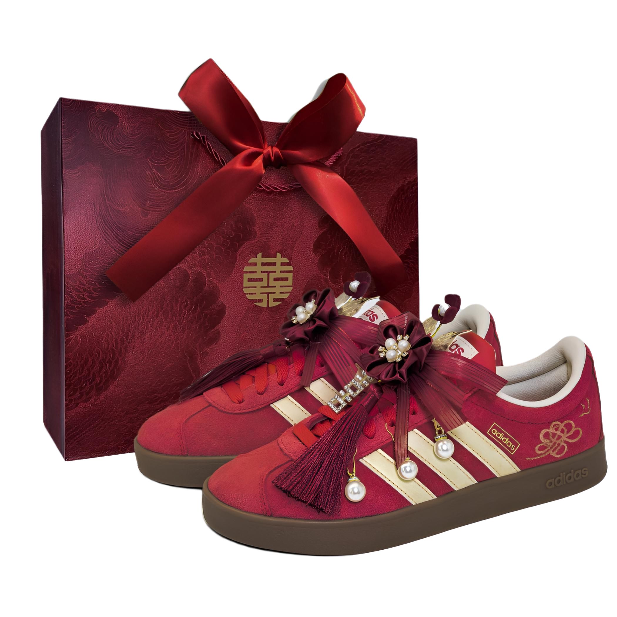 

Vl Court Classic Love Forever устойчивые к истиранию низкие кроссовки для скейтбординга Unisex золотой Adidas, красный золотой