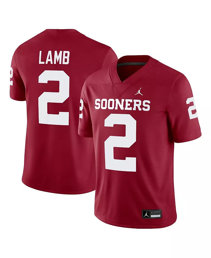 

Мужская игровая футболка CeeDee Lamb Crimson Oklahoma Sooners для выпускников Jordan