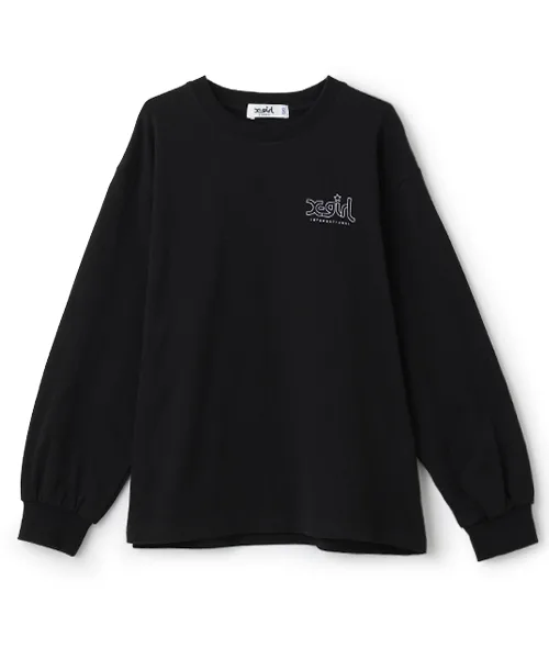 Детская футболка с принтом на спине Mills Logo X-girl Stages белая — фото 4