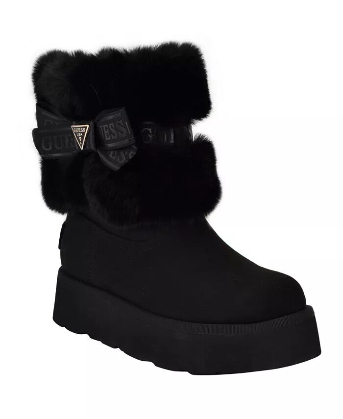 Женские удобные ботильоны Denla из искусственного меха для холодной погоды GUESS, черный