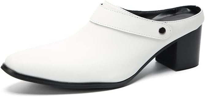 

Мужские мюли Santimon, слипоны, повседневные туфли, кожаные лоферы с каблуком, модные ручные сандалии, деловые и вечерние тапочки, сабо для мужчин, белый