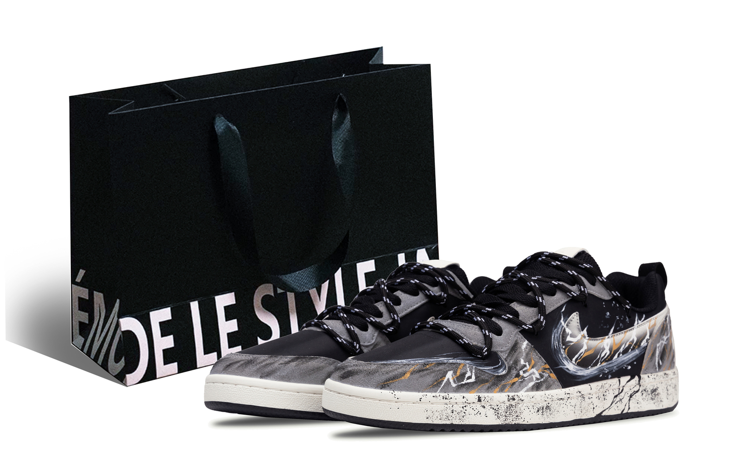 

Nike Кроссовки для скейтбординга Court Borough Wind, Thunder, And Clouds Gathering, устойчивые к истиранию, низкие, мужские, черно-серые