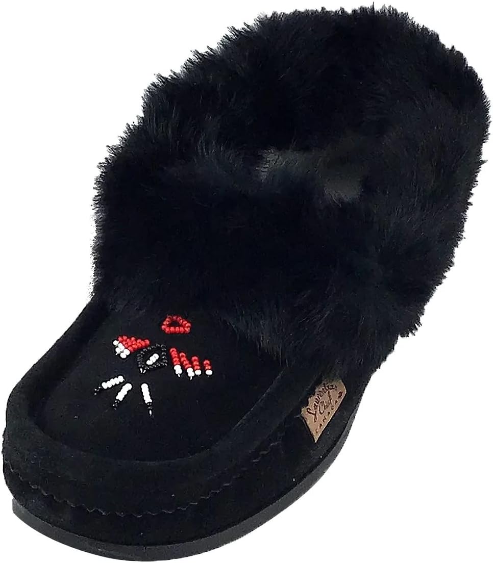 

Мужские замшевые тапочки Laurentian с меховым воротником из кролика и мягкой подошвой-мокасины Laurentian Chief, initial