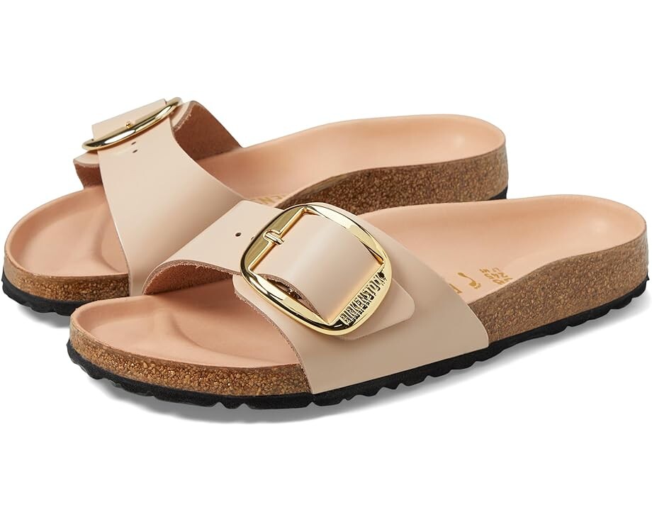 

Сандалии Birkenstock Madrid Big Buckle High Shine, цвет New Beige