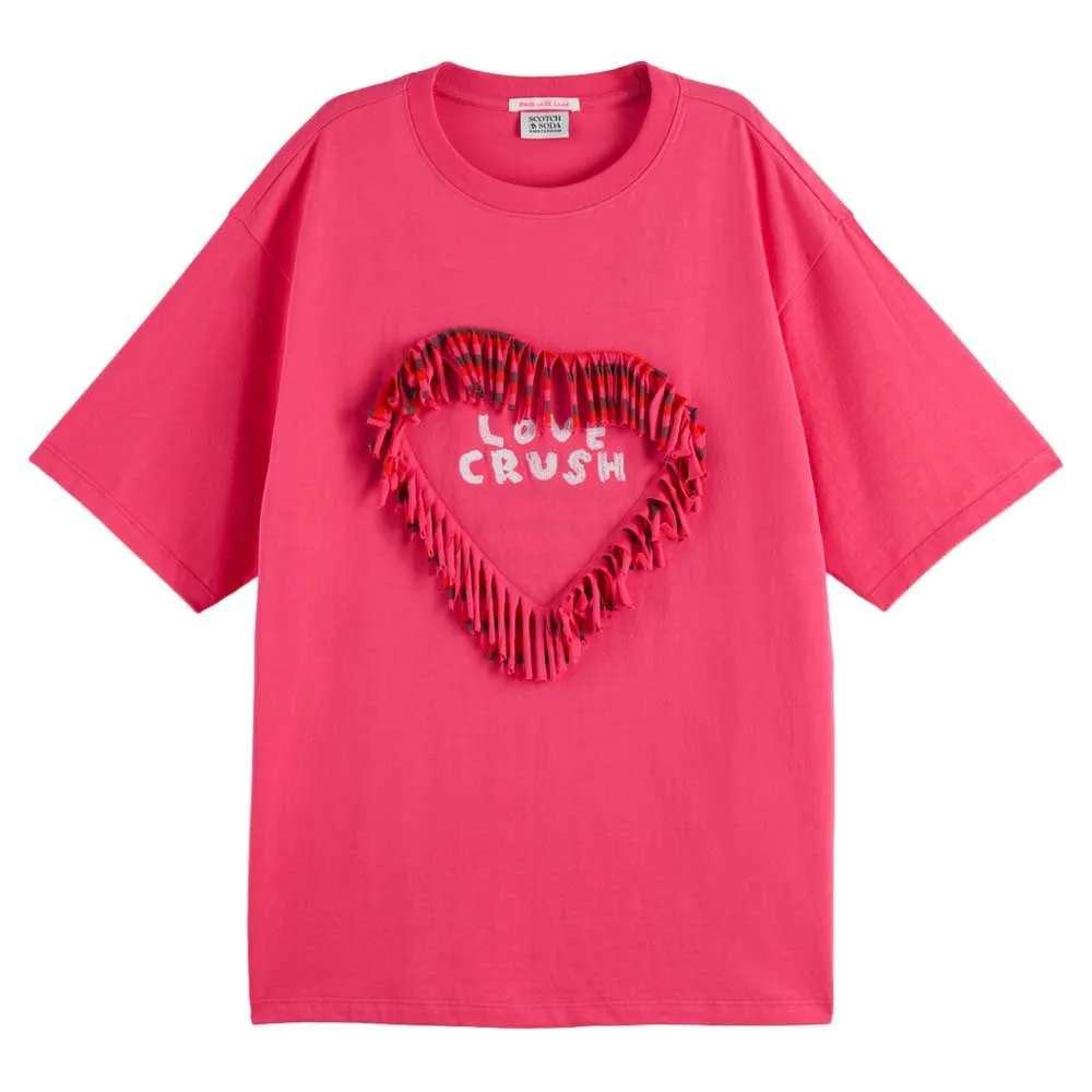 

Футболка с коротким рукавом Scotch & Soda Fringed Heart Oversized, розовый
