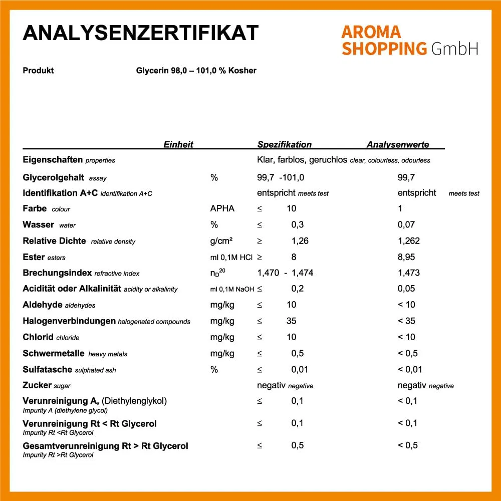 Глицерин 99.5% чистый, пищевой и косметический, 5 литров Elli´S