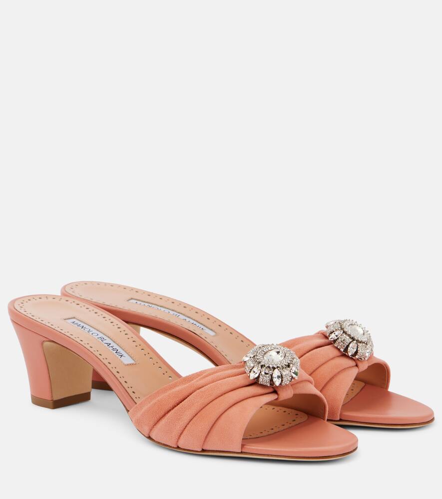 Ansaklo 50 мюли из замши с декоративными элементами Manolo Blahnik, 8601 Mcor