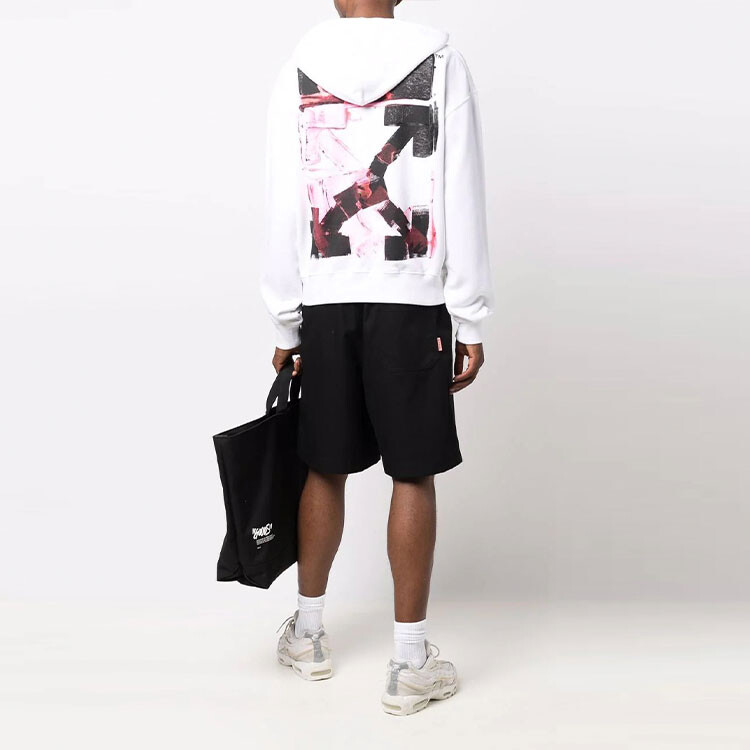 Акриловая толстовка с капюшоном и логотипом в виде стрелы Off-White, белый — фото 2