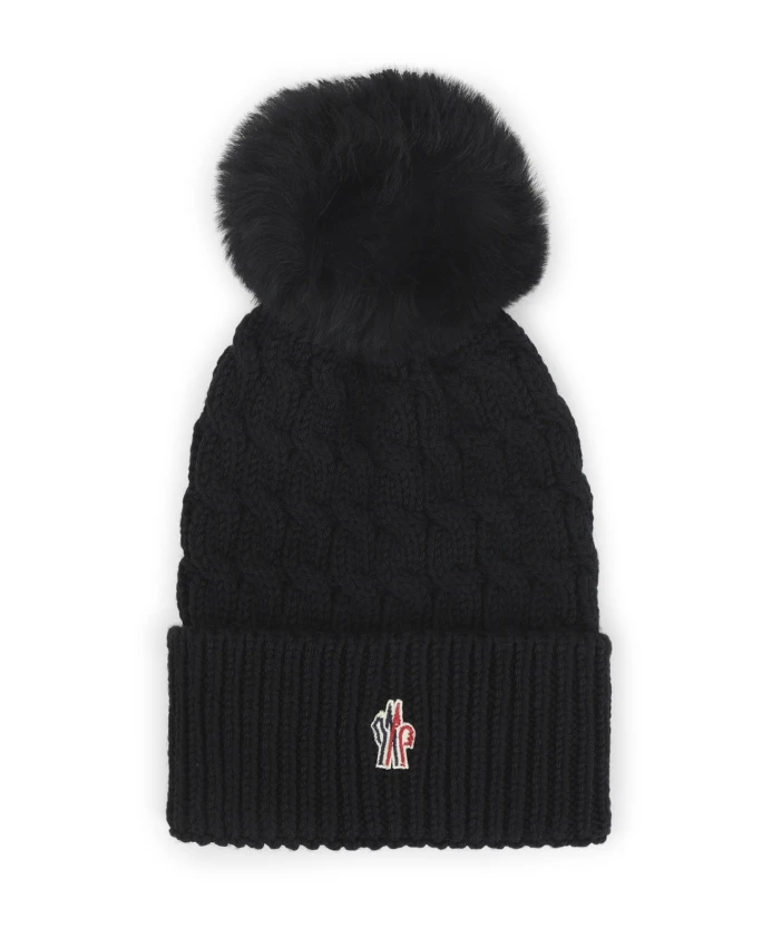 

Черная шерстяная зимняя шапка Moncler, черный