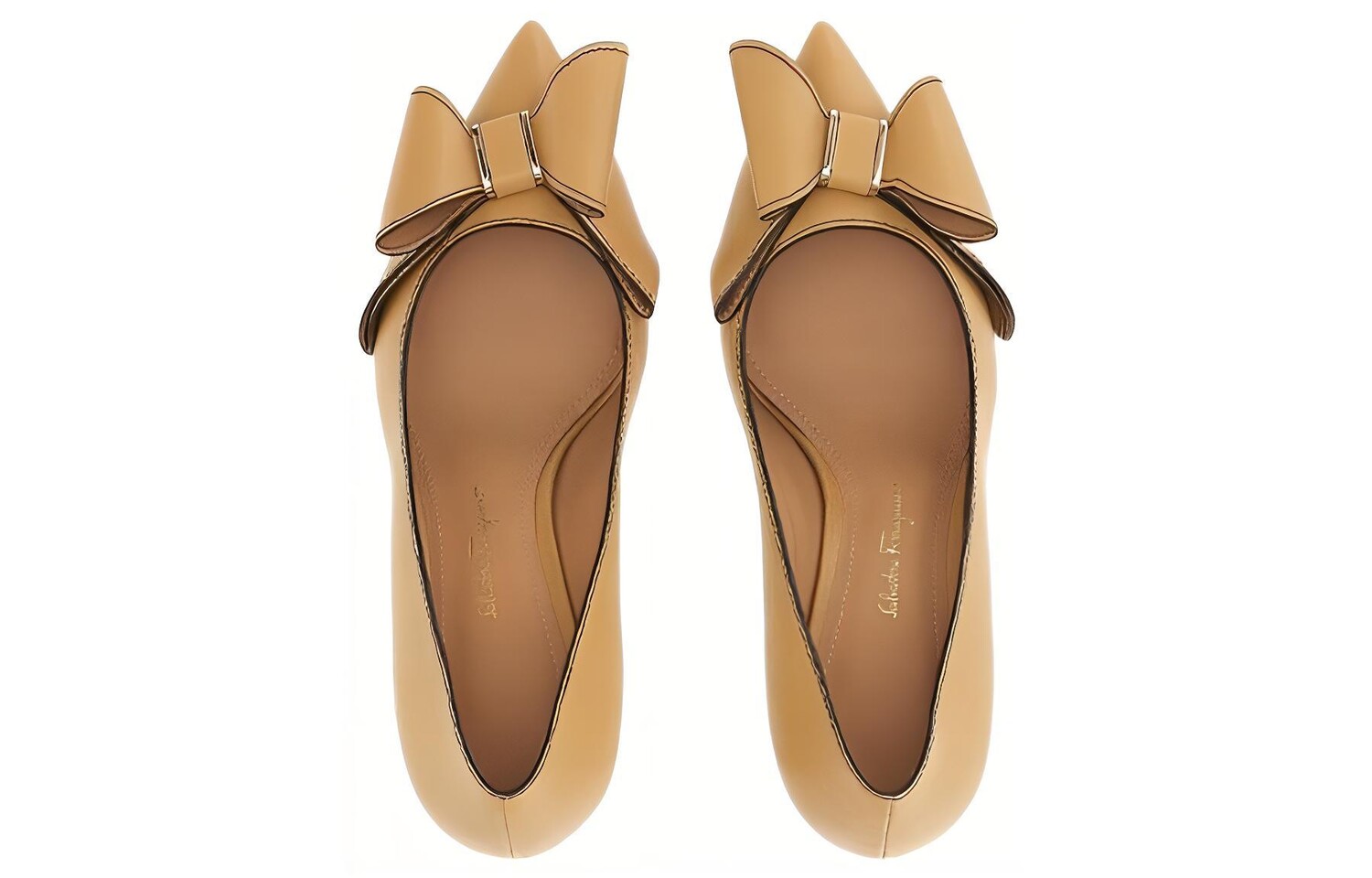 Туфли на высоком каблуке женские Ferragamo, бежевый — фото 3