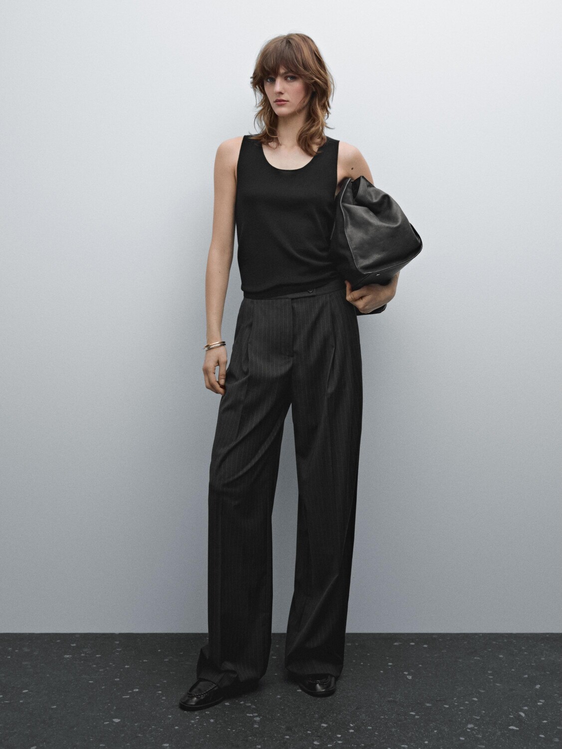

Трикотажный топ из смеси хлопка Massimo Dutti, черный