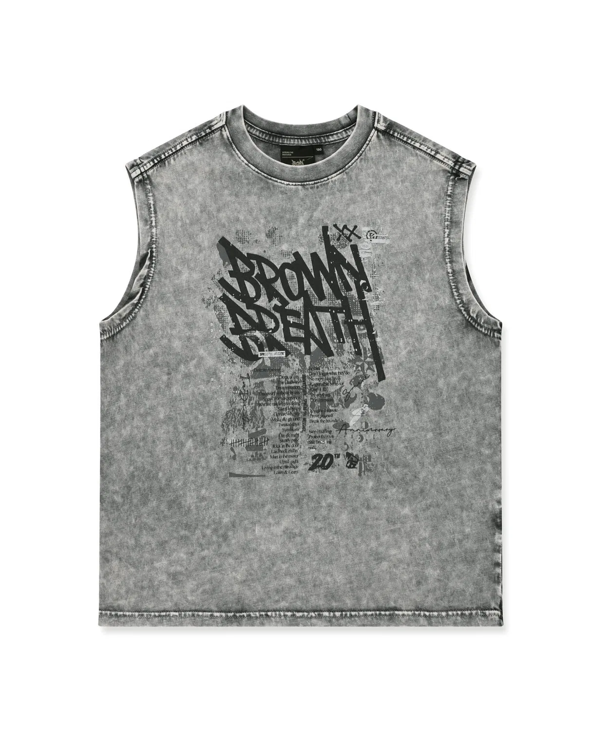 Детская угольная футболка без рукавов Kids 20th Anniv Tag Pigment от Brownbreath Kids — фото 2