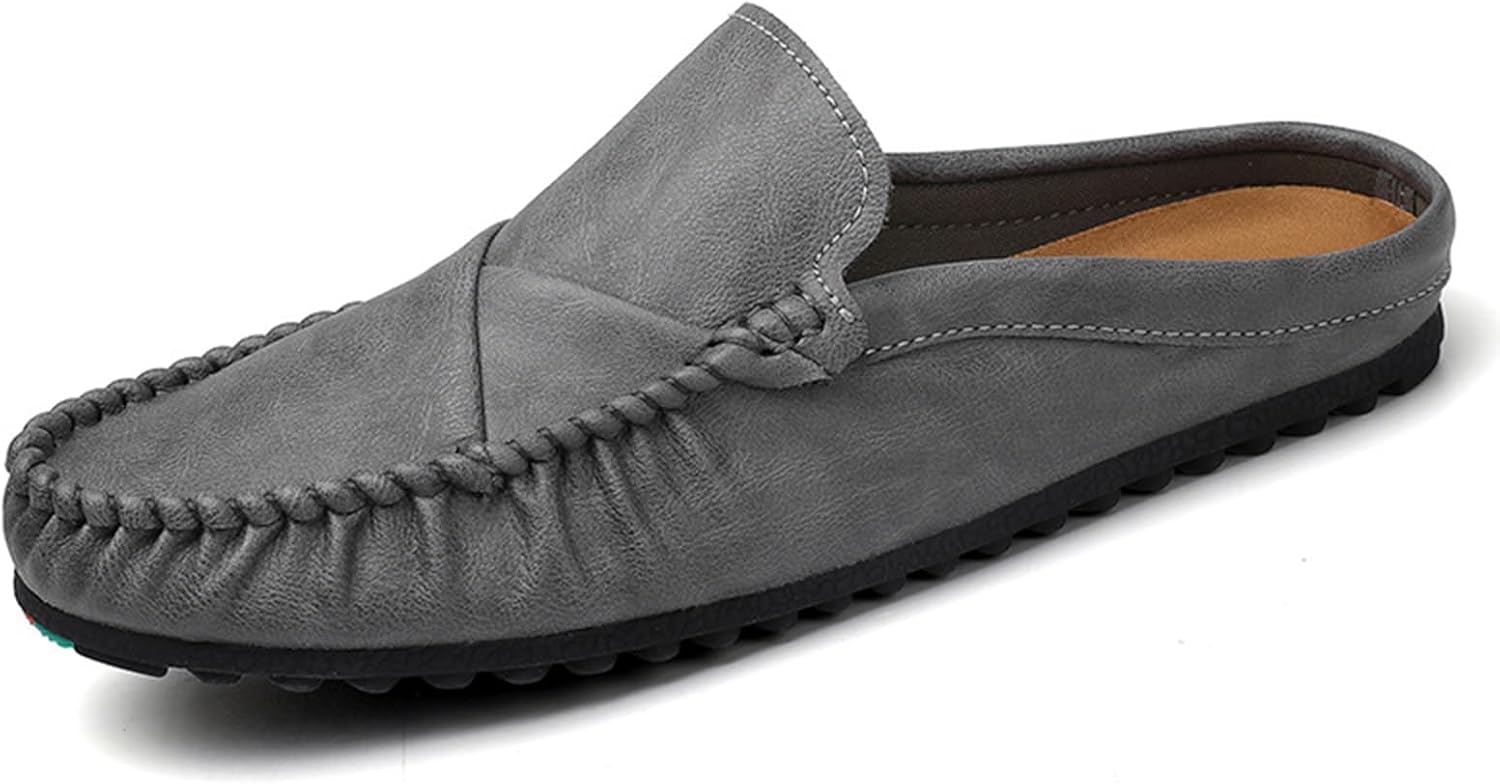 

Мужские кожаные мюли Crepuscute, легкие и удобные, слипоны, повседневные лоферы, уличная мода, деловые туфли-мокасины, обувь, серый