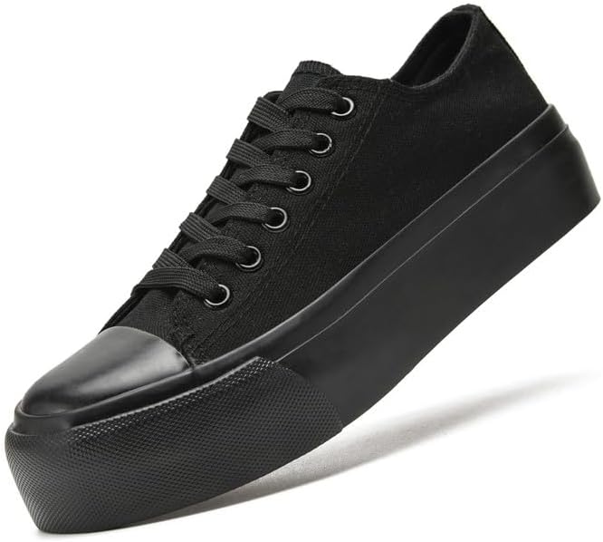 

Платформенные кеды для женщин и мужчин, низкие тканевые туфли для женщин, классические кеды на шнуровке, повседневные кроссовки для тенниса и прогулок Xraehni, черный