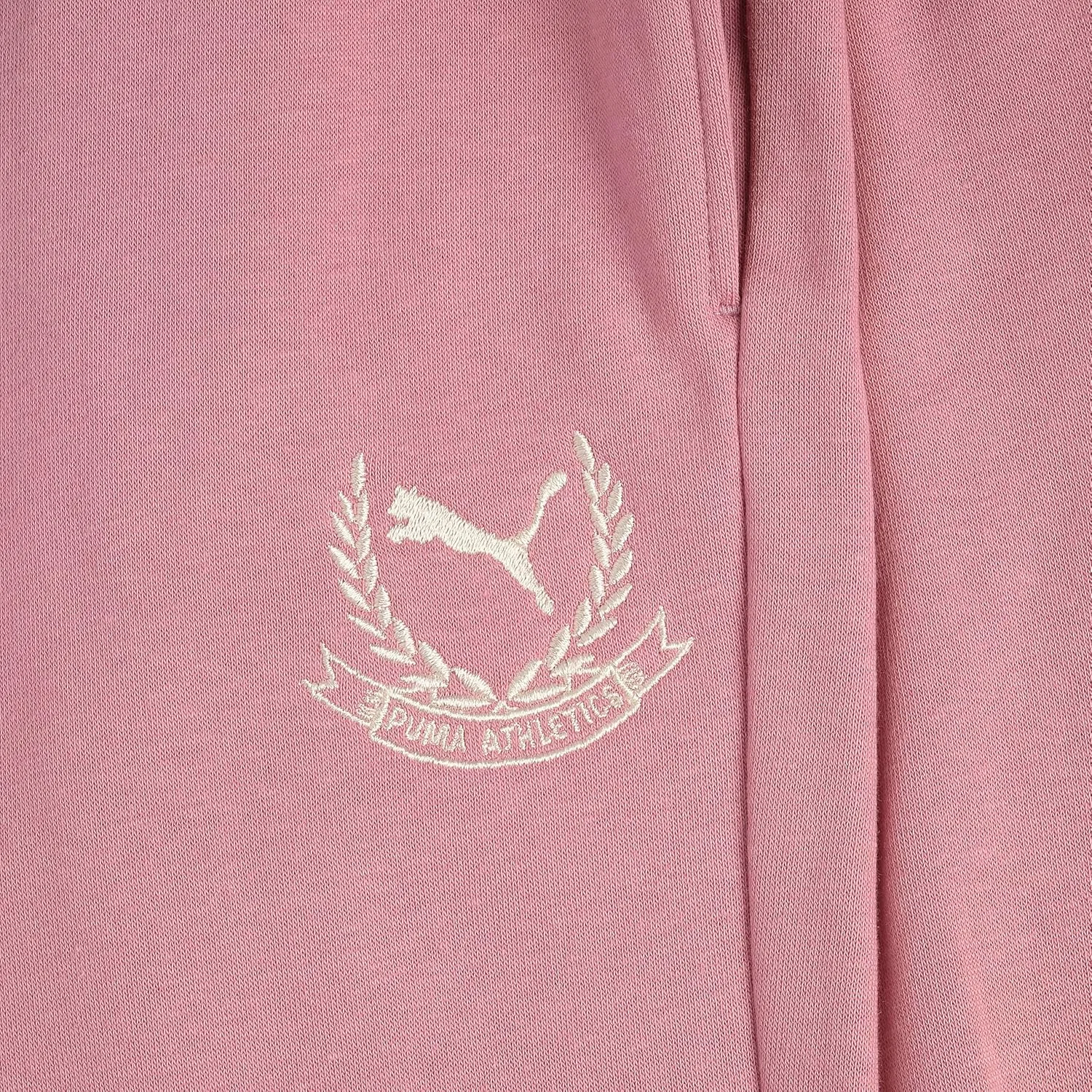 Детские спортивные брюки Puma с логотипом Core Logo, на флисовой подкладке, с эластичным поясом, легко надеваются, Poised Pink — фото 3