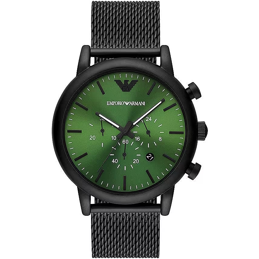 

Модные часы-хронограф с зеленым циферблатом Armani Emporio