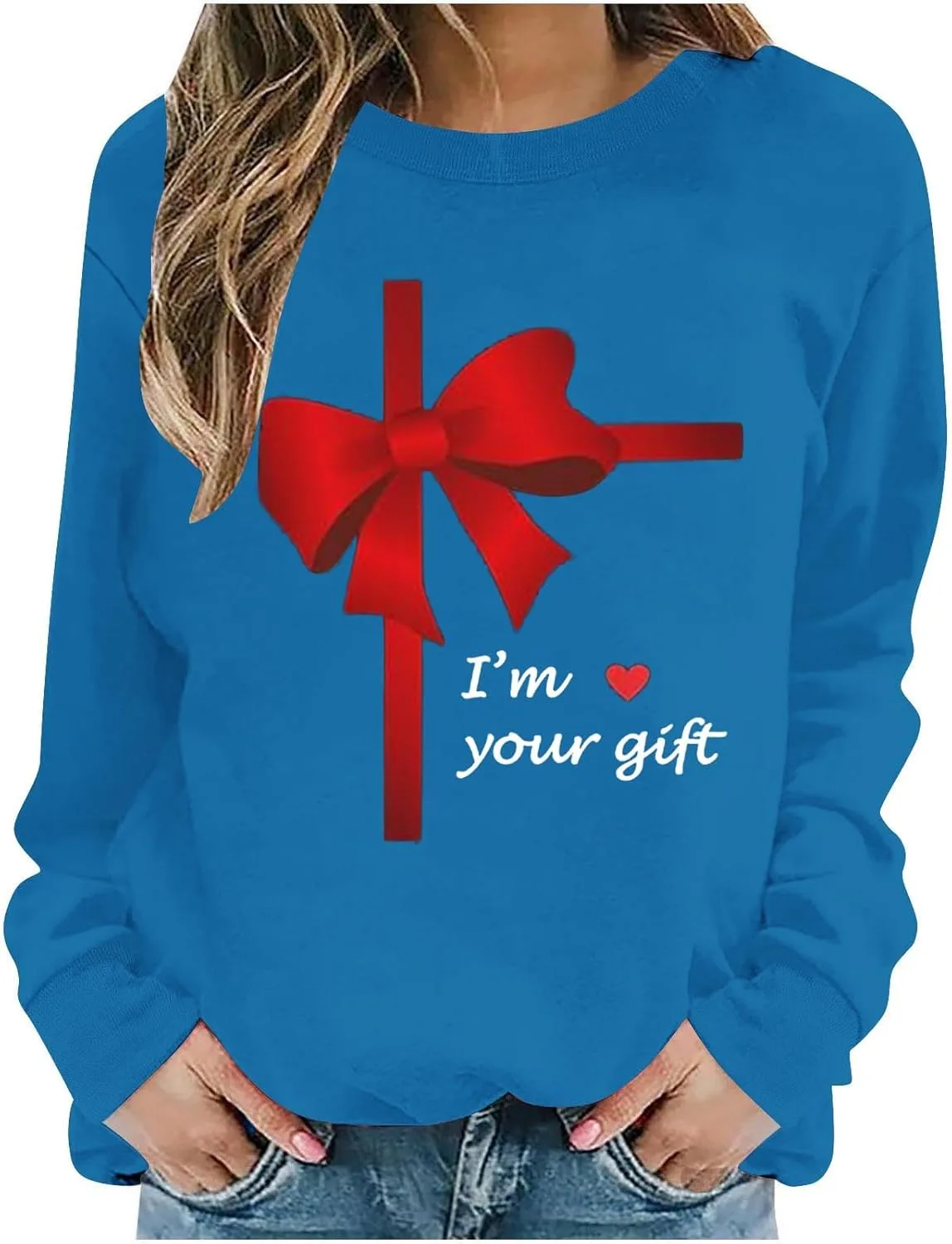 

Плюс сайз свитер с сердечками, длинный рукав, свободный крой Furundly