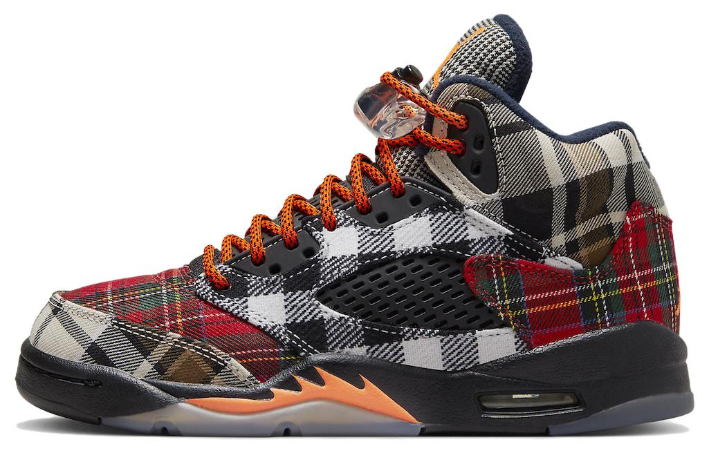 

Кроссовки 5 Retro Plaid GS Jordan, черный/белый/красный