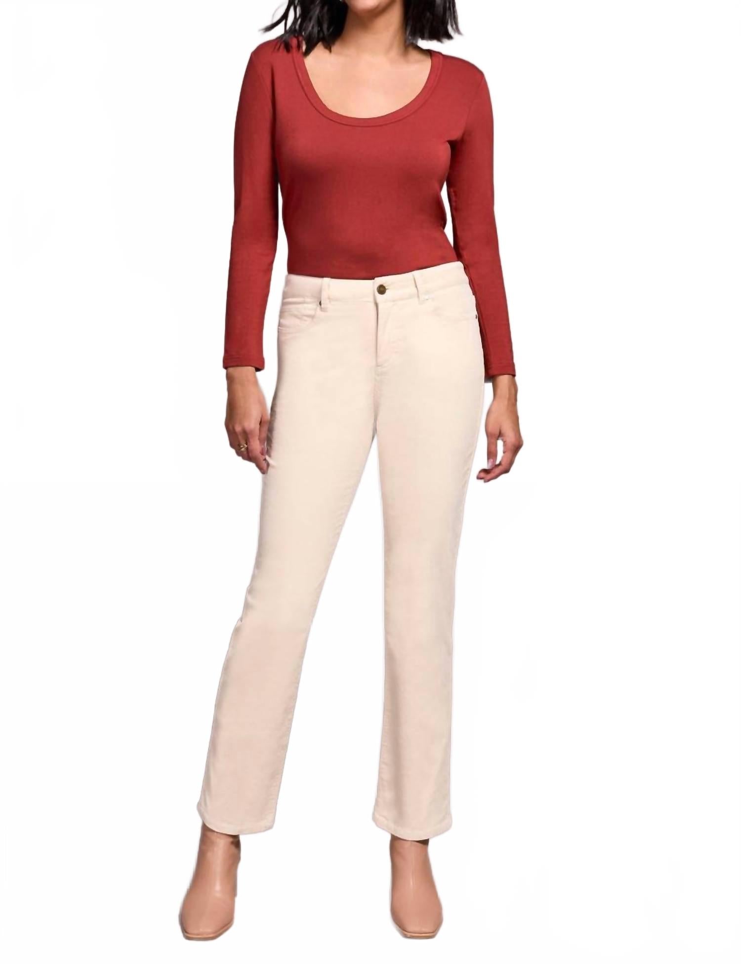 

Прямые брюки из эластичного вельвета цвета «лунный камень» Tribal, Moonstone