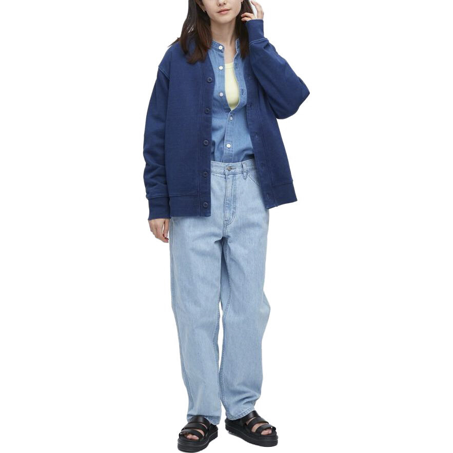 Джинсы унисекс небесно-голубые Uniqlo, голубой — фото 4