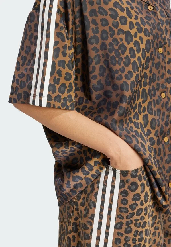 Атласная блузка с пуговицами и принтом «лев» Adidas Originals, Multicolor Bronze Strata — фото 4