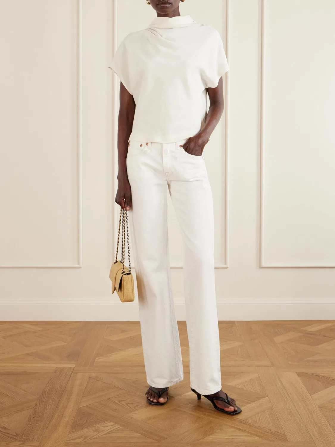 Наплечная сумка Le Bambino Chaîne c эффектом рафии JACQUEMUS, бежевый — фото 3