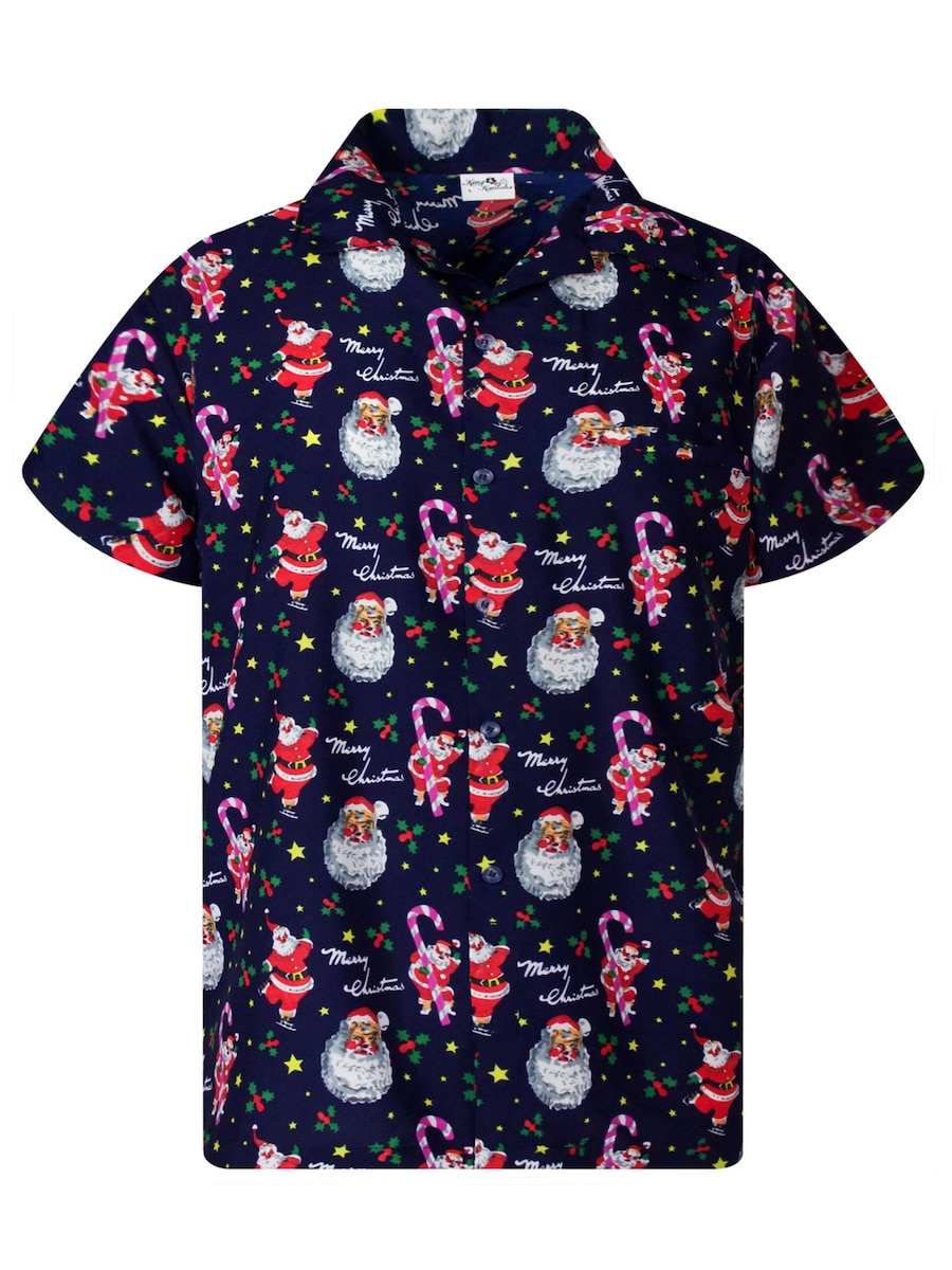

Рубашка на пуговицах классического кроя King Kameha Christmas Candycane, темно-синий