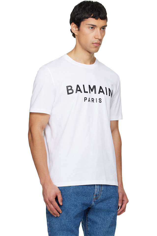 Balmain Белая футболка с принтом «Balmain Paris» — фото 2