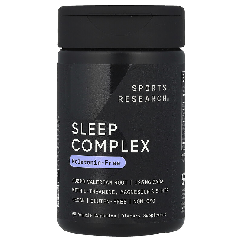 

Sports Research, Sleep Complex, без мелатонина, 60 растительных капсул