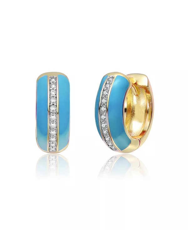 

Серьги-Кольца с покрытием из 14-каратного золота и эмалью цвета прозрачного кубического циркония Gigigirl, blue