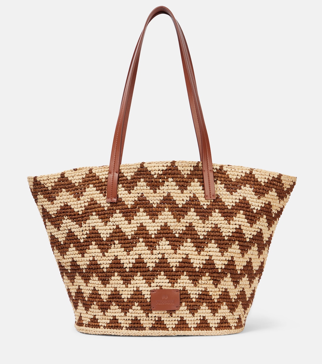 

Zigzag большая сумка-тоут из рафии с кожаной отделкой Missoni, Natural