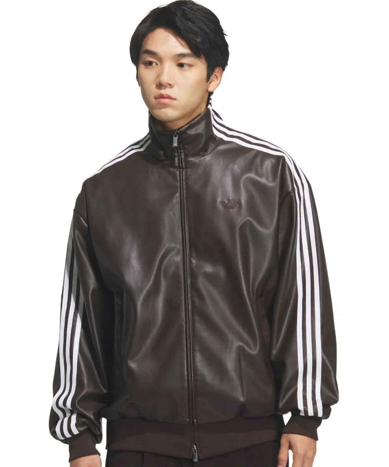 Толстовка adidas PLEATHER 3 Stripes Track Top, коричневая — фото 4