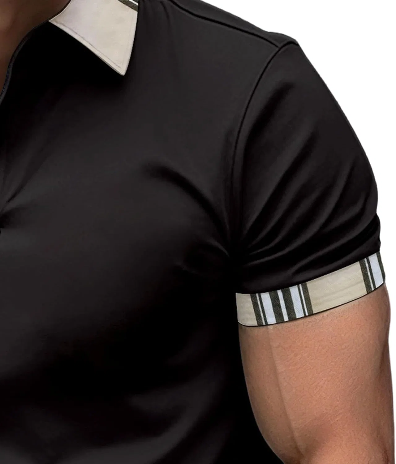 Поло для активного отдыха мужское Slim Fit с контрастной отделкой, Black — фото 4