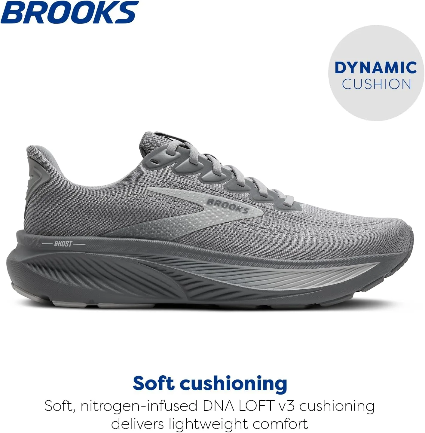 Мужские беговые кроссовки Brooks Ghost 17 нейтрального цвета, цвет «грунтово-серый/устричный гриб» — фото 2