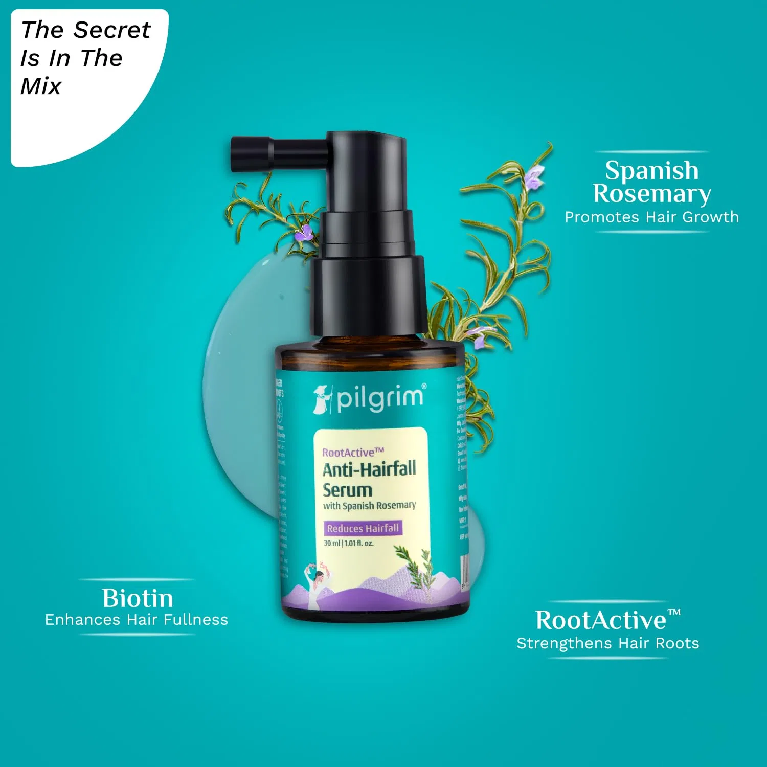Сыворотка Pilgrim RootActive Anti-Hair Loss с розмарином, кофеином, биотином 30 мл Pilgrim — фото 4