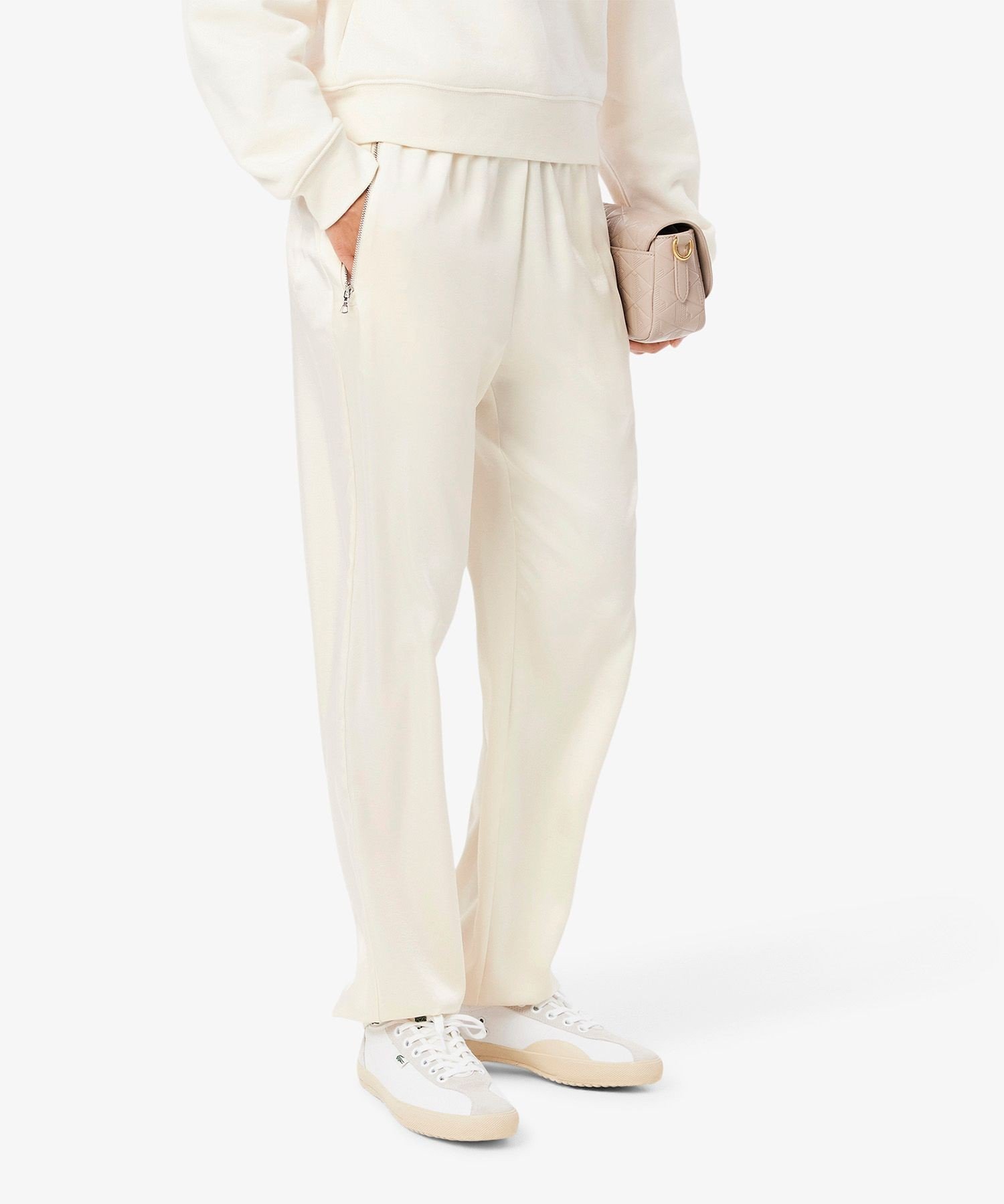 Спортивные брюки Lacoste Silky Face, off white