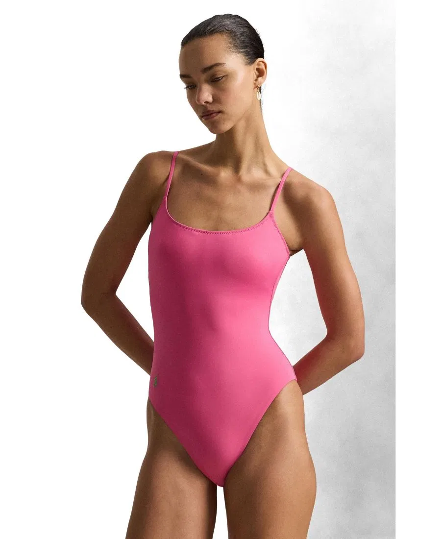 Женский слитный купальник на тонких бретелях Polo Ralph Lauren, Desert Pink